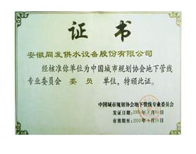 中国城市规划协会地下管线委员证书